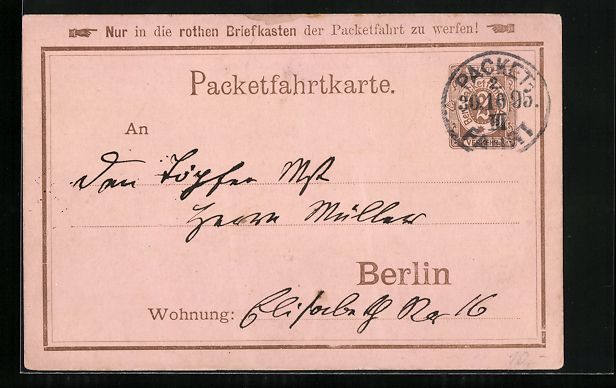 Cartoline postali: Berlin, 1895, Private Stadtpost Berliner – Usato da Berlin venduto da bartko-reher