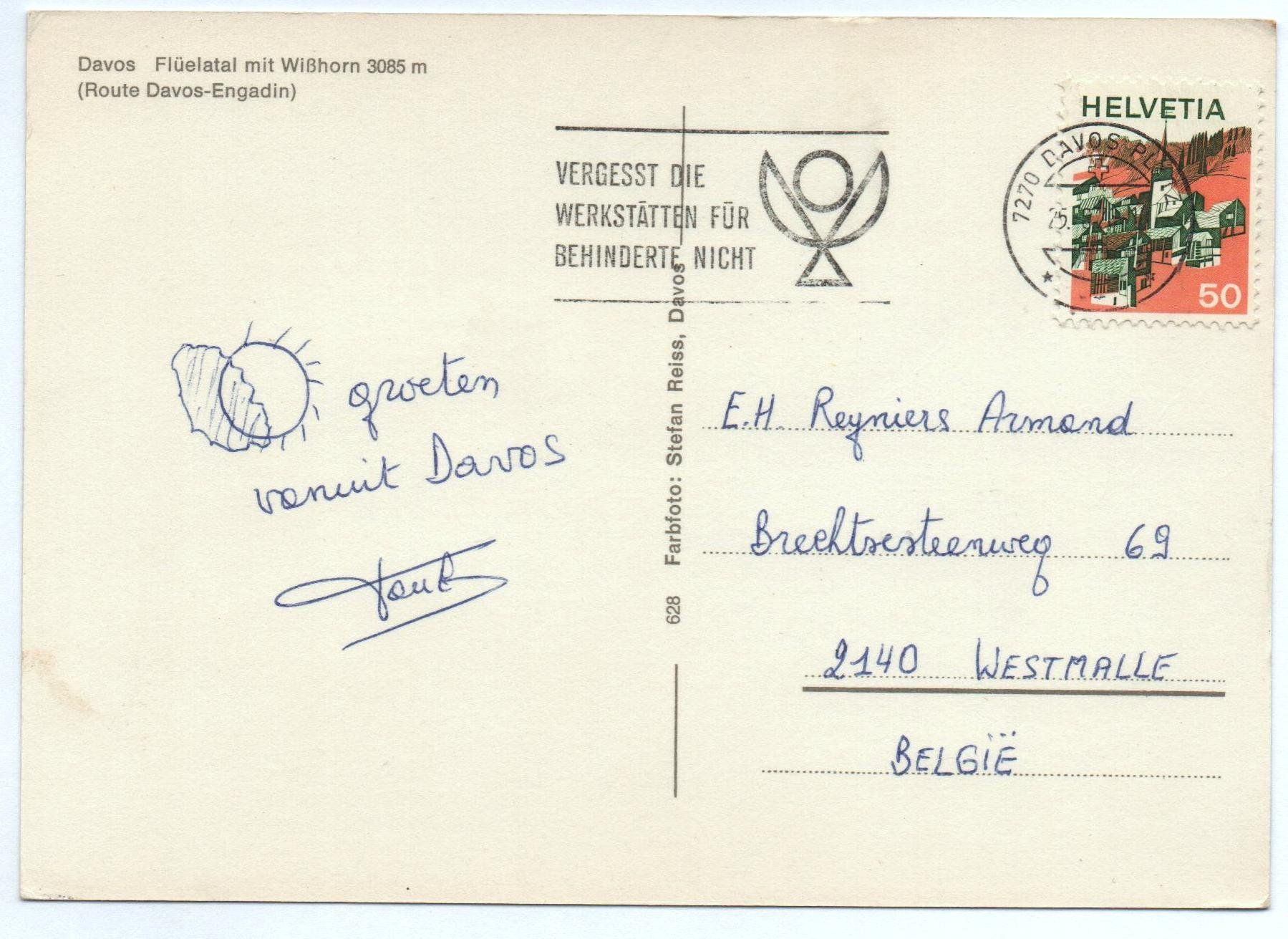Cartoline postali: 4 x Ansichtskarten DAVOS – Usato da Jona venduto da philajona 5