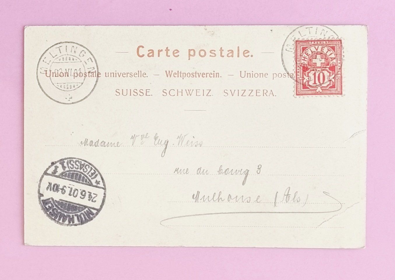 Cartoline postali: Meltingen - Dorfansicht - 1901 – Usato da Rothrist venduto da RROENK 1