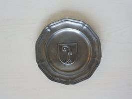 Zinnteller mit Basler Wappen, Durchmesser 15cm