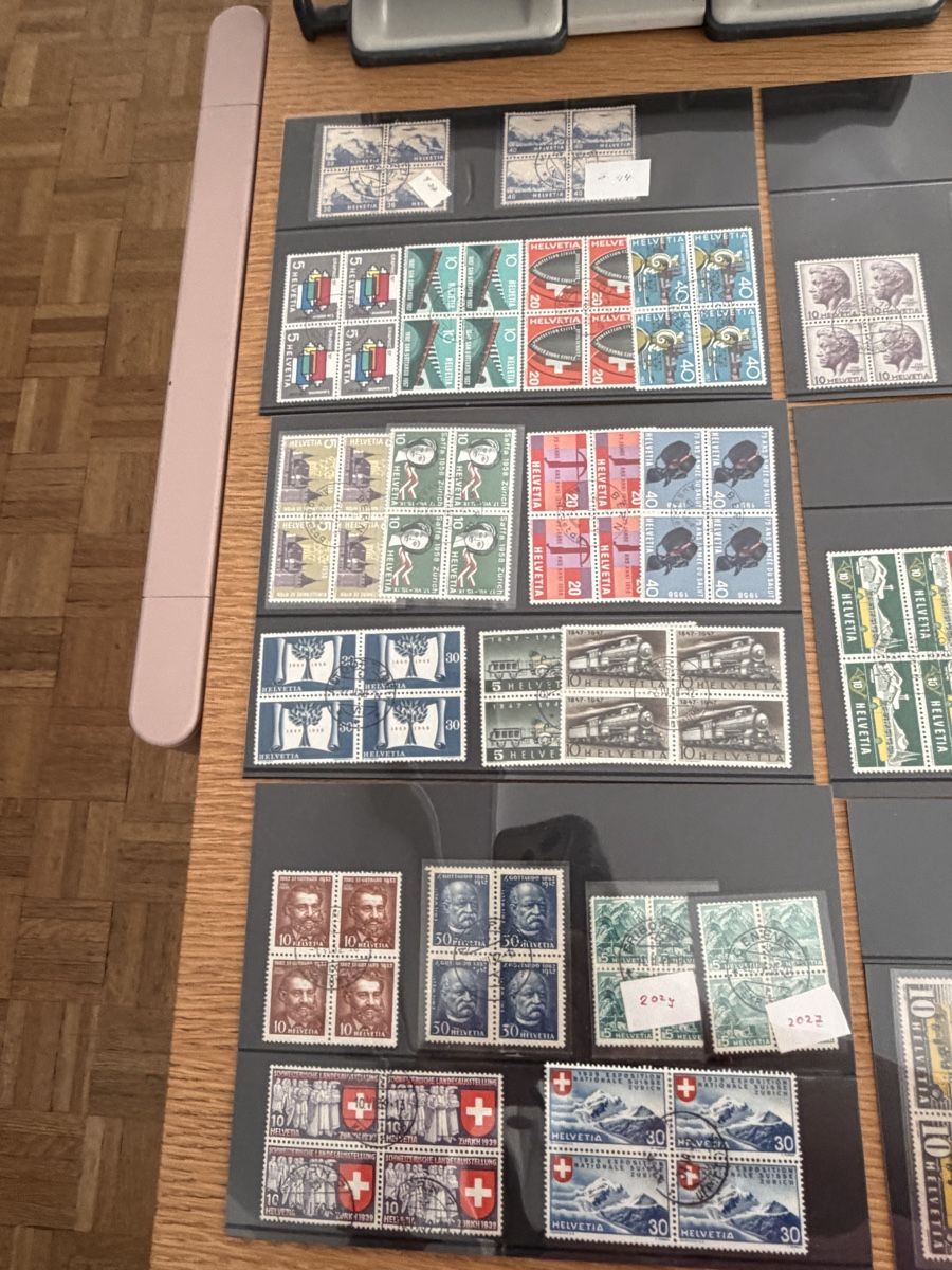 Alle Briefmarken: 17 Steckkarten mit 4er Blöcke ab Alt Schweiz – Gebraucht aus Murgenthal von Tina_4055