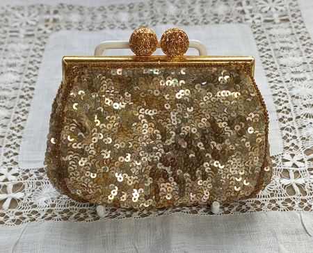 Elegantes Vintage Täschli, goldfarben - Handgefertigt!