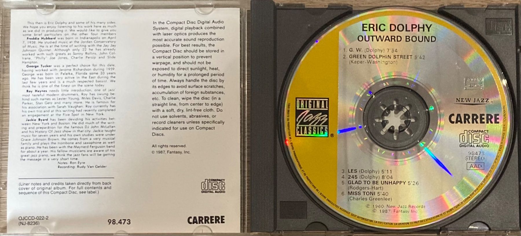 CDs: ERIC DOLPHY QUINTET - OUTWARD BOUND – Gebraucht aus Poliez-Pittet von Newtown-Records 2