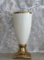  Schickes Vase weiss mit Goldrand und Sockel 