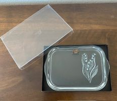 Butterplättli Glas geritzt Maienriesli, Kristallglas Crystal