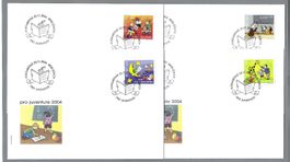 2004, SCHWEIZER TIERSCHUTZ, 4 ILLUSTR. FDC(EINZEL + SATZ)