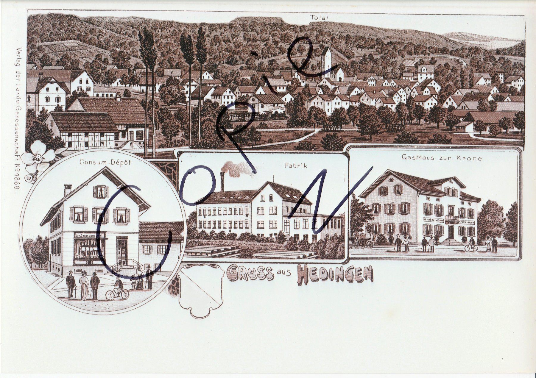 Foto & Immagini: Gruss aus Hedingen - (Litho um 1900) – Usato da Fällanden venduto da Blausegelfliege