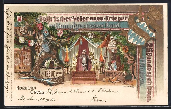Cancelleria postale: München, Bundesjubiläum d. Bayer.-Vete – Usato da Berlin venduto da bartko-reher
