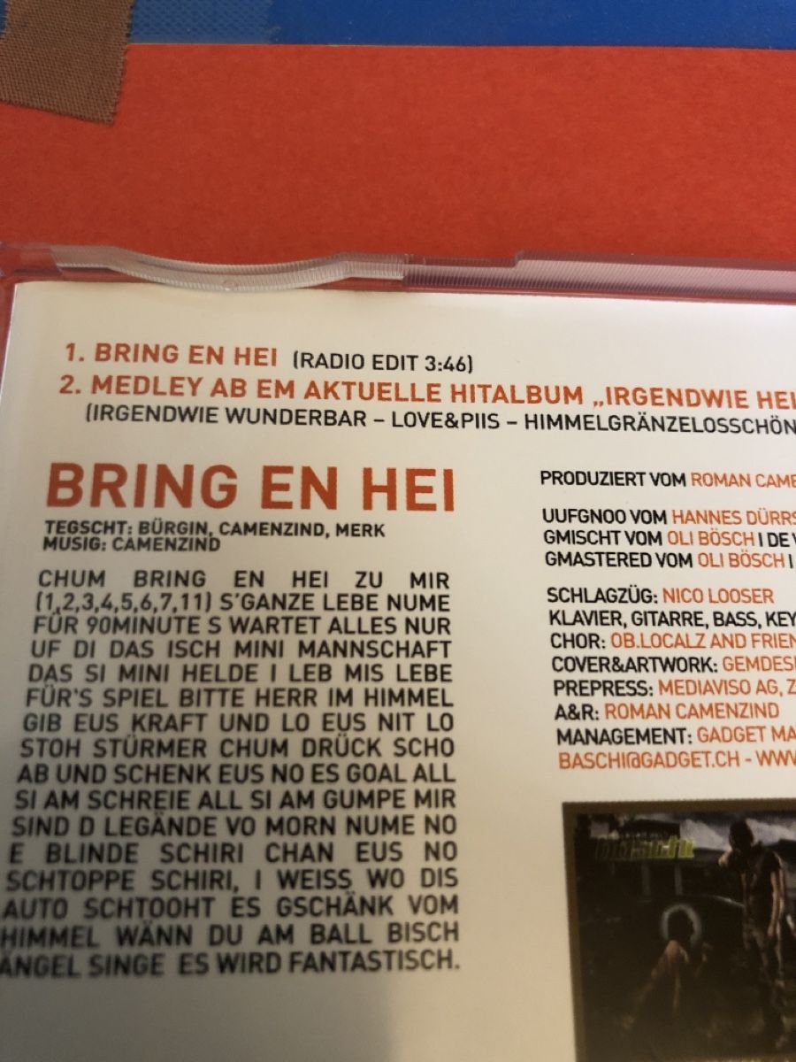 CDs: CD Single - Baschi Bring en Hei  – Gebraucht aus Flaach von rubo7 1