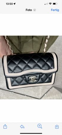 Chanel mini classic schwarz/beige, Fullset 