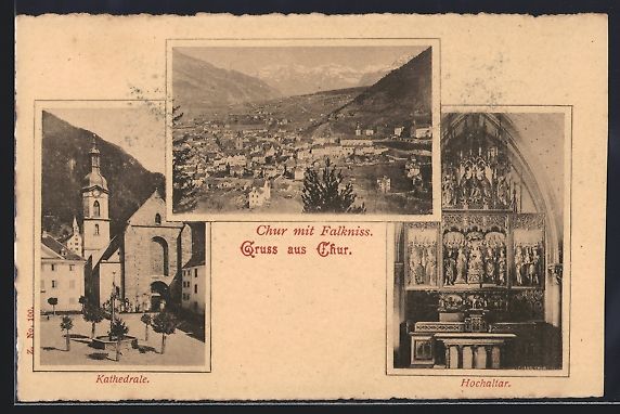 Cartoline postali: Chur, Ortsansicht aus der Vogelschau mit – Usato da Berlin venduto da bartko-reher