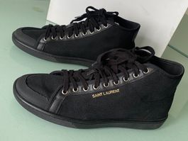 SAINT LAURENT Logo Schwarz Canvas High Top Sneakers 41 NEUE