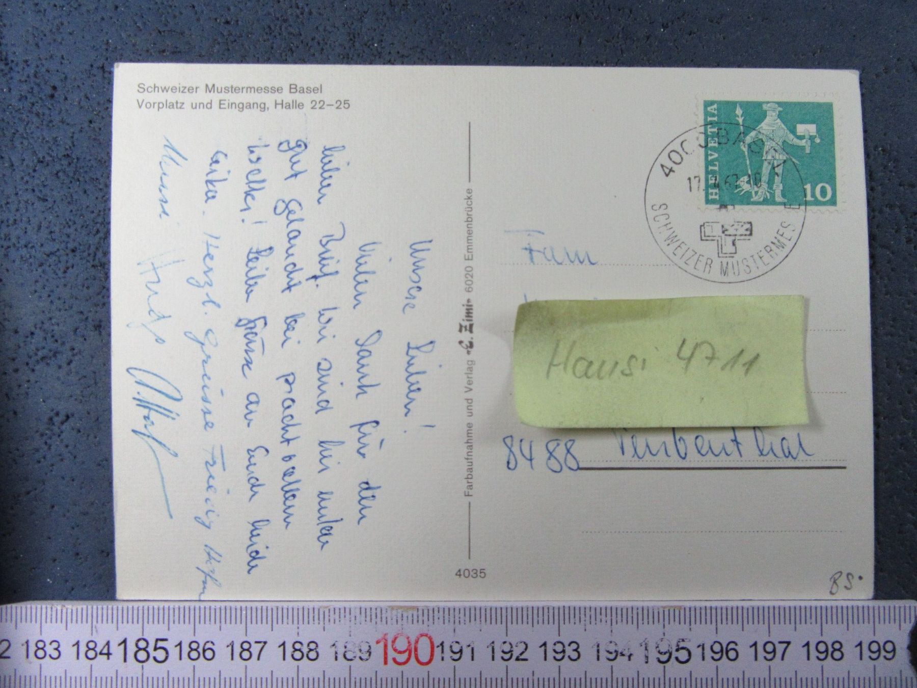 Cartoline postali: BASEL SCHW.MUSTERMESSE VORPLATZ BVB STATION TRAM BUS BELEBT – Usato da Ettingen venduto da Hausi4711 1