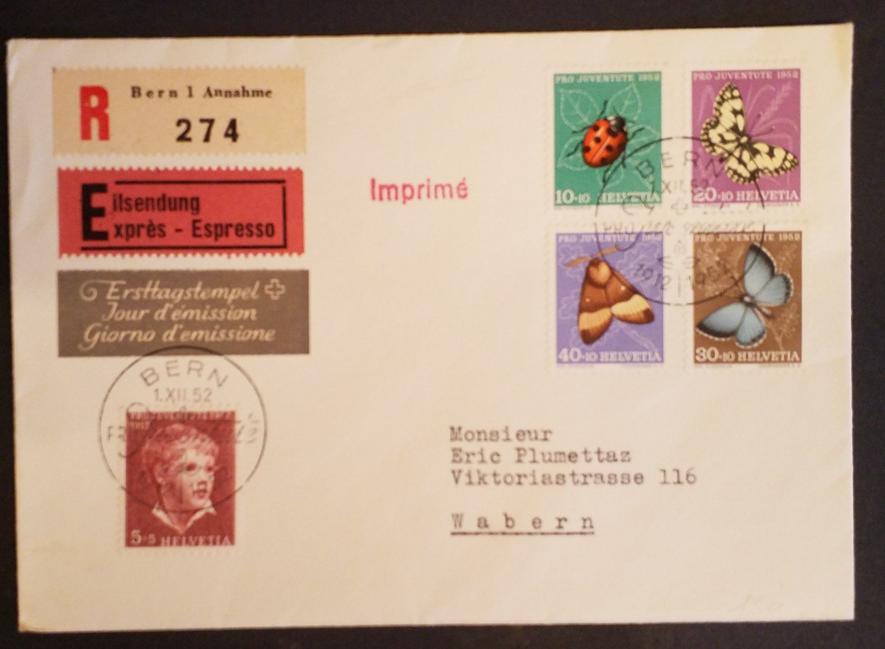 Alle Briefmarken: B294) 1952, Pro JUVENTUTE  FDC Satz Kt.120.- – Neu (gemäss Beschreibung) aus Baden von Eggi