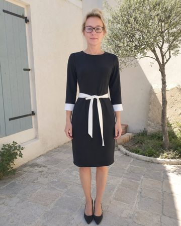 RALPH LAUREN | robe noire ceinture blanche chic | taille S