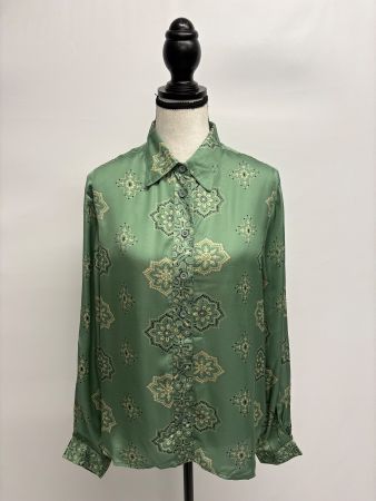 Swildens grüne Bluse mit Muster 38 Viskose Boho