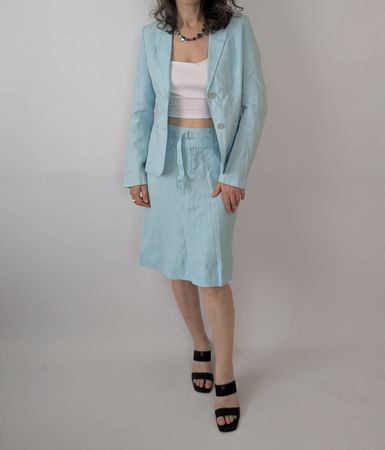 Anzug Damen hellblau Leinen Grösse 34 /36 