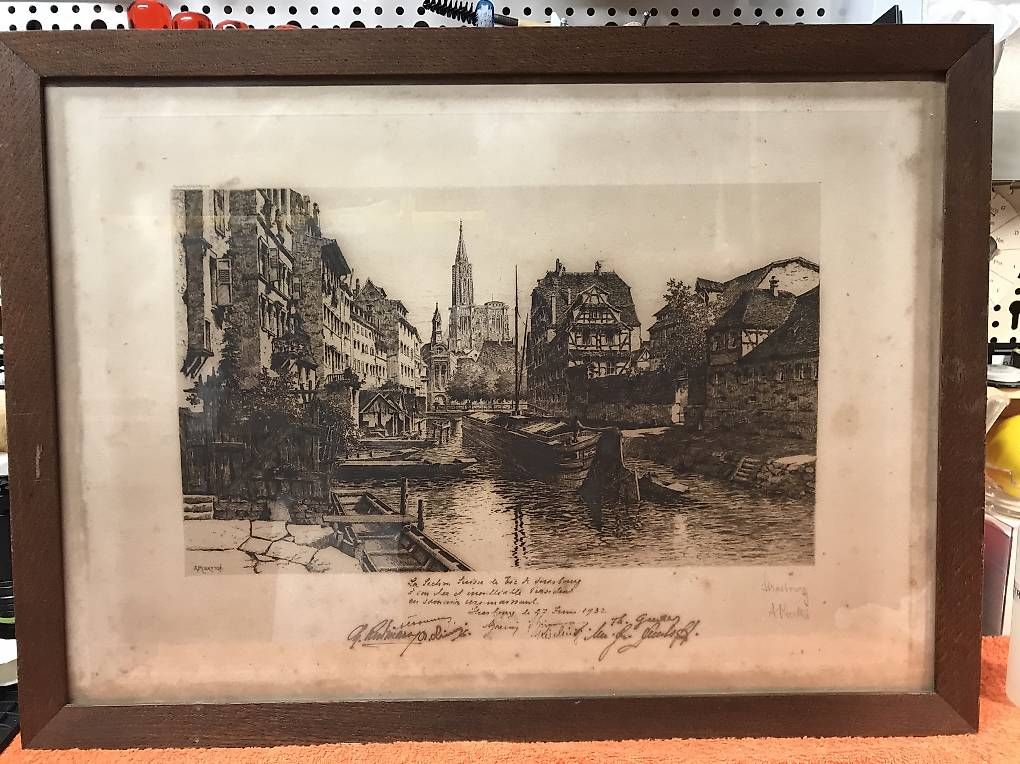 Arts picturaux & lithographies: Antike Radierund von Strasbourgh 1932 – D'occasion à Birsfelden par Werderr 2