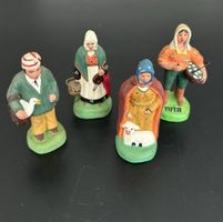 4 ältere französische Santon Figuren, 7.5 cm