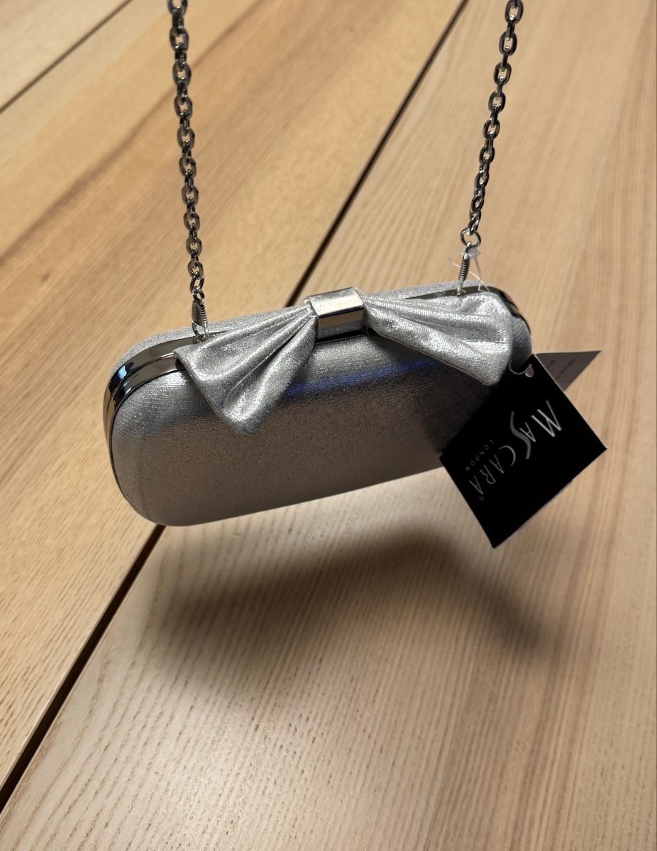 Borse da donna: Elegante Silberne Abendtasche mit Schleifendetail – Nuovo (secondo la descrizione) da Oberriet SG venduto da Michele_Kaufmann 1