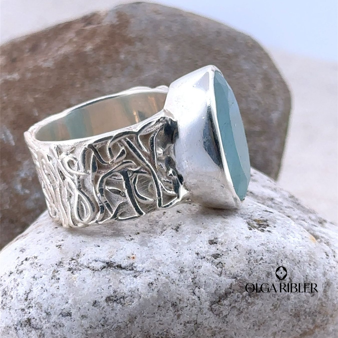 Olga Ribler Anelli: Statement Silber Ring 925 mit Aquamarin Grösse 60 – Nuovo (secondo la descrizione) da Luzern venduto da Schmuckoutlet 2