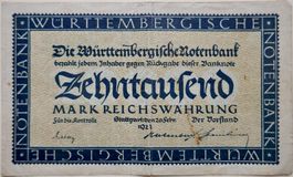 Zehntausend Mark Reichswährung 1923