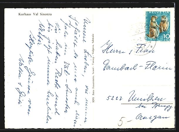 Cartoline postali: Sent, Blick auf das Kurhaus Val Sinestra – Usato da Berlin venduto da bartko-reher 1