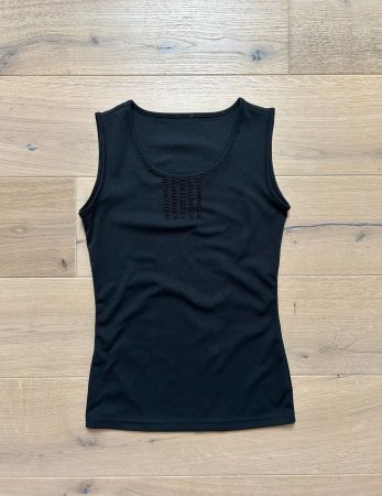 Schwarzes Tanktop mit Perlen, Gr M