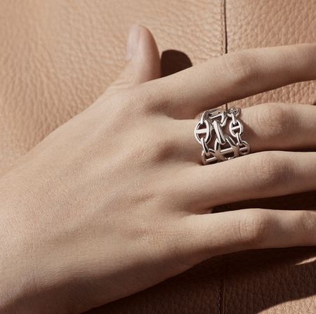 Bague Hermès chaîne d’ancre enchaînée  T55 NEW