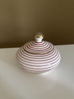 Kleine Schale mit Deckel rot-weiss gestreift Goldrand
