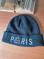 MÜTZE CAP PARIS GRAU STICKEREI,  TOP ZU SCHAL + HANDSCHUHE