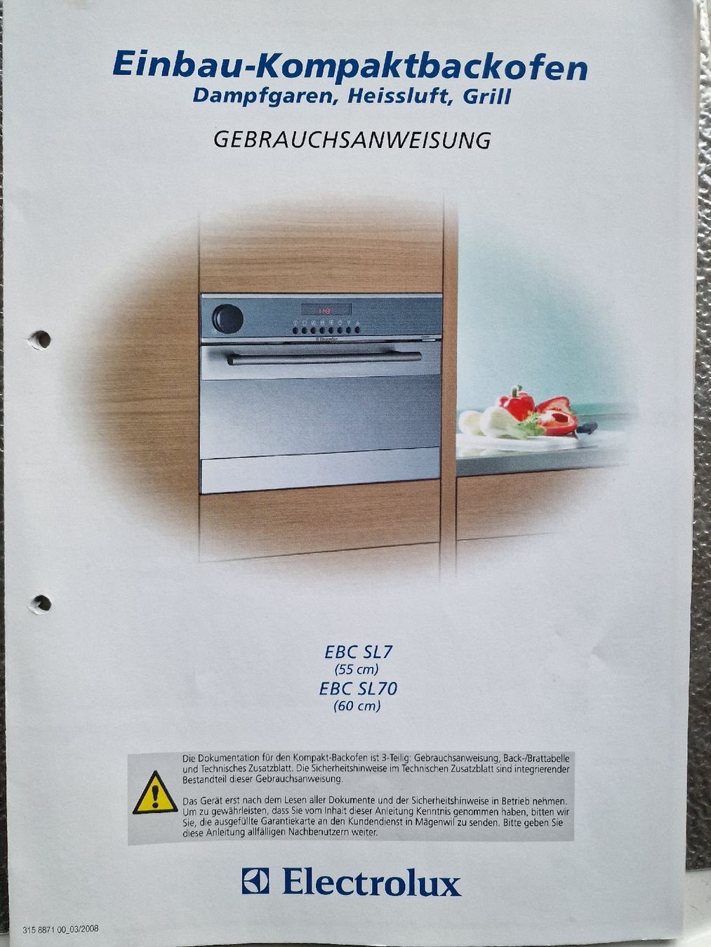 Electrolux Fours: DAMPFGARER Electrolux EBC SL70 – D'occasion à Bazenheid par Cremant22