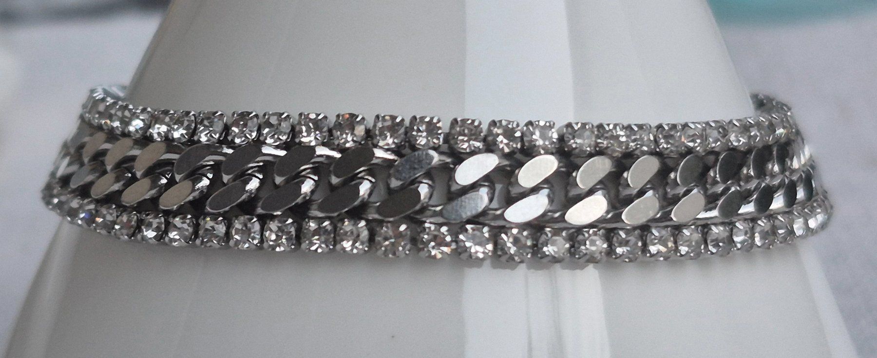 Bracelets: Bracciale catena con strass argento 18+5cm – Neuf (Voir description) à Giubiasco par Stefaniav 3