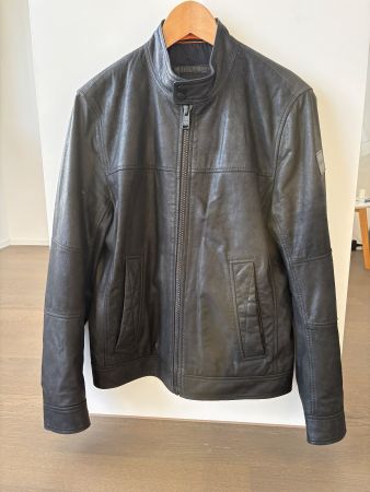 100% Goat leather Hugo Boss schwarz Grösse 46 guter Zustand