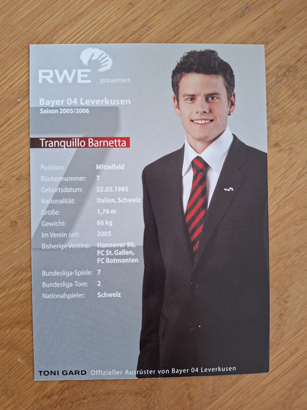 Autografi: Tranquillo Barnetta Autogrammkarte Bayer Leverkusen – Usato da Thun venduto da wuschu 1