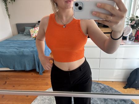 Rippstrick Top orange Grösse S gebraucht