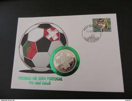Münzbrief Liberia 5 Dollars 2004 St Jakob Park Basel EM 2008