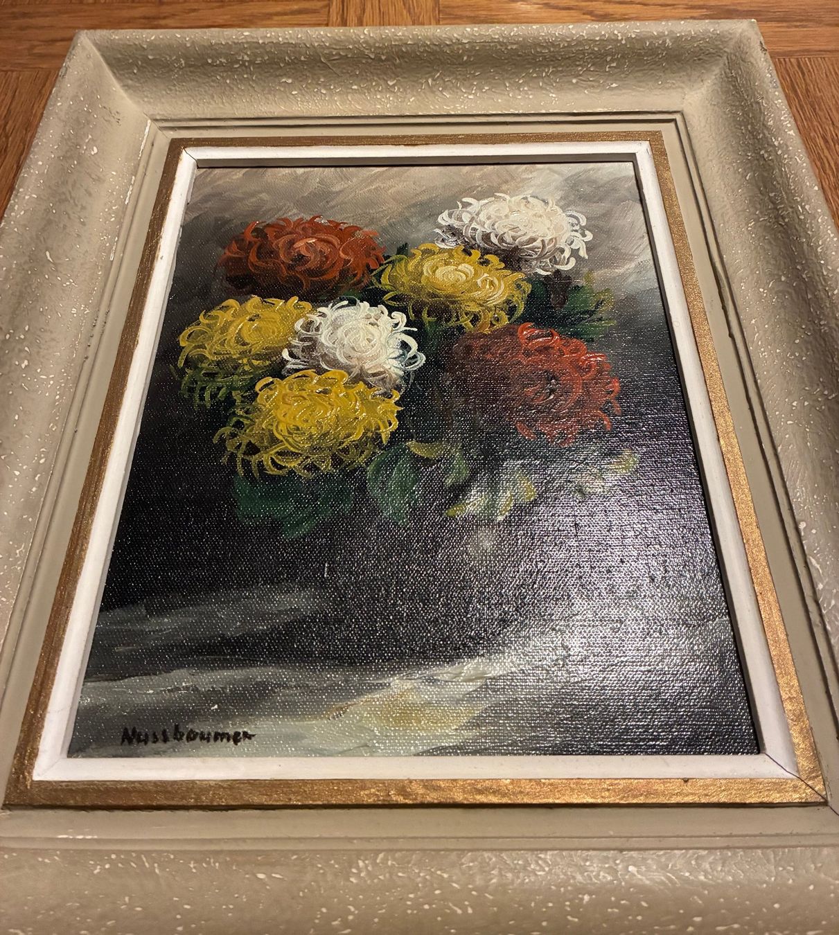 Gemälde: NUSSBAUMER - Chrysanthemen - Öl / Lw - Ca. 1950/60 – Gebraucht aus Meinisberg von duveen 3