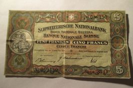 5 Franken-Note vom 31. August 1946