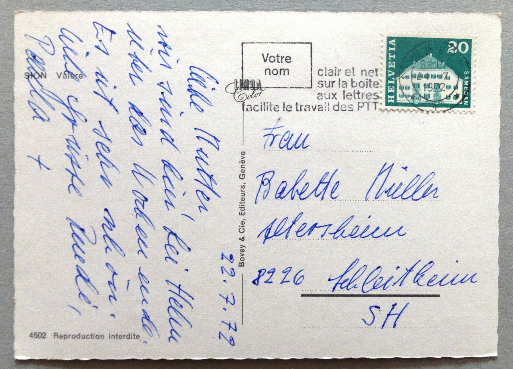 Cartes postales: Sion, Valère – D'occasion à Fétigny par Billy2miny 1