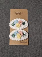 Handgemachte Haarspangen mit Häkelblumen, 2 Stück, Neu!
