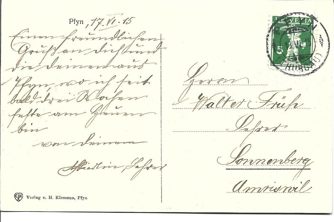 Cartoline postali: AK TG  Pfyn – Usato da Appenzell venduto da mai25 1