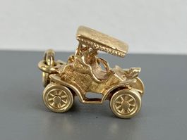 Goldener Ketten-Anhänger Oldtimer 14K / 585 Gelbgold Auto