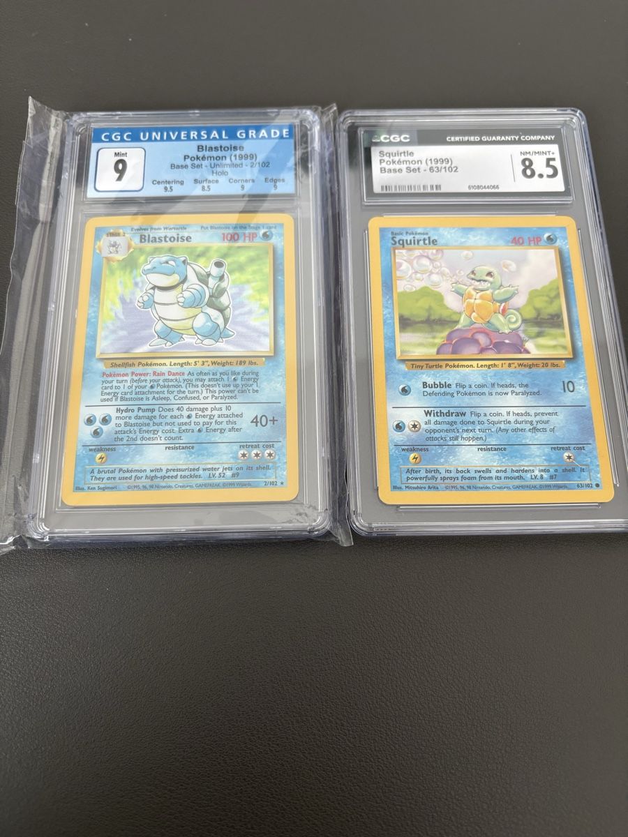 Pokémon Carte collezionabili: Blastoise / Turtok &  Squirtle / Schiggy Base Set CGC / PSA – Nuovo (secondo la descrizione) da Frick venduto da Jimmy6860