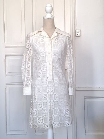 Vintage Spitzenkleid, weiss, Sommer Look, Gr. S