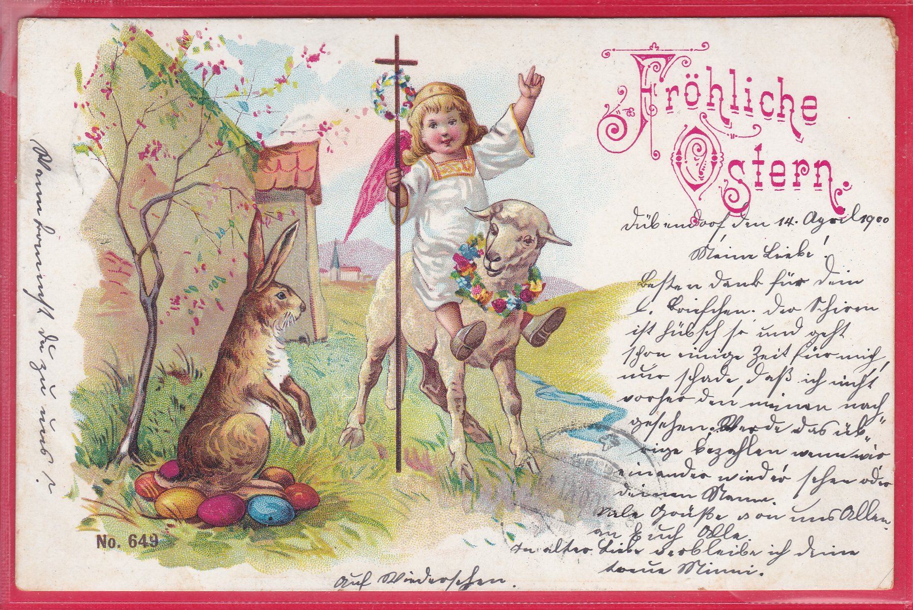 Cartes postales: FRÖHLICHE OSTERN, 14.4.1900 – D'occasion à Oberrieden par Gebirgsstelze