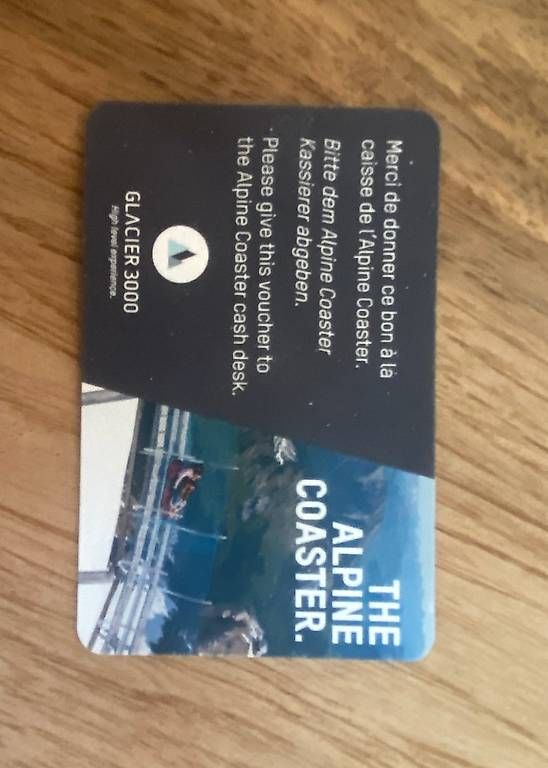 Buoni: 10 Bons pour lAlpine Coaster  Glacier 3000 – Usato da les Monts-de-Corsier venduto da Ksandra0 1