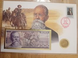 Banknotenbrief mit Münze Mexico