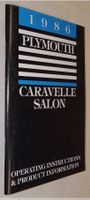 1986 PLYMOUTH CARAVELLE SALON  Owner's Manual  CHRYSLER CORP