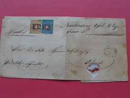 1851:Rayonbrief: Buntfrankatur: 15II+16II von FISCHENTHAL ZH